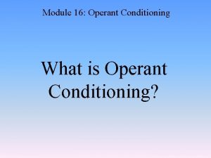 Module 16 Operant Conditioning What is Operant Conditioning