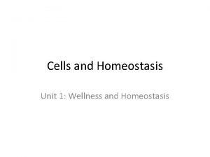 Cells and Homeostasis Unit 1 Wellness and Homeostasis