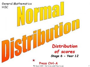 General Mathematics HSC Distribution of scores Stage 6