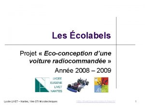 Les colabels Projet Ecoconception dune voiture radiocommande Anne