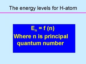 The energy levels for Hatom En f n