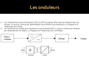 Les onduleurs Les Alimentations Sans Interruption ASI ou