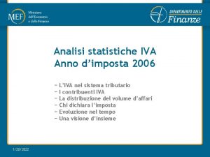 Analisi statistiche IVA Anno dimposta 2006 LIVA nel