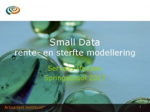 Small Data rente en sterfte modellering Servaas Houben