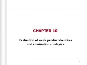 CHAPTER 10 Evaluation of weak productsservices and elimination