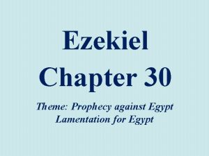 Ezekiel Chapter 30 Theme Prophecy against Egypt Lamentation