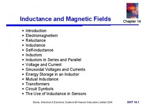 Inductance and Magnetic Fields Chapter 14 Introduction Electromagnetism