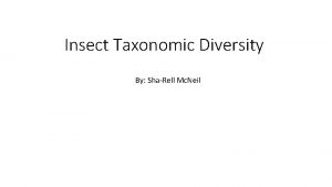 Insect Taxonomic Diversity By ShaRell Mc Neil Insect