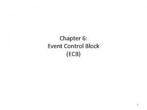 Chapter 6 Event Control Block ECB 1 Synchronization