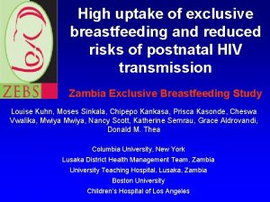 High uptake of exclusive breastfeeding and reduced risks