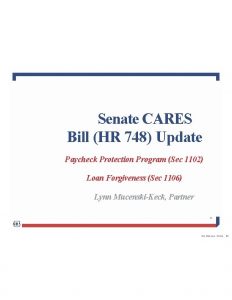Senate CARES Bill HR 748 Update Paycheck Protection