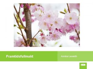 Framtidsfullmakt Annika Lewerth Framtidsfullmakt En fullmakt t en