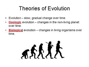 Theories of Evolution Evolution slow gradual change over