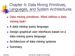 Chapter 4 Data Mining Primitives Languages and System