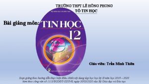 TRNG THPT L HNG PHONG T TIN HC