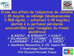 Etude des effets de ladjonction de clonidine 1