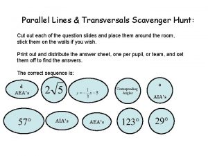 Parallel Lines Transversals Scavenger Hunt Cut out each