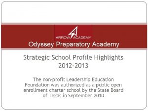 Odyssey Preparatory Academy Strategic School Profile Highlights 2012