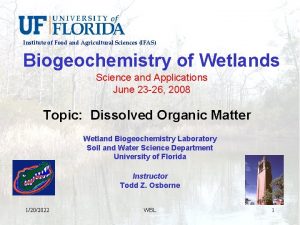 Institute of Food and Agricultural Sciences IFAS Biogeochemistry