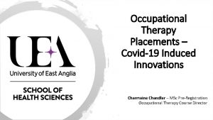 Occupational Therapy Placements Covid19 Induced Innovations Charmaine Chandler