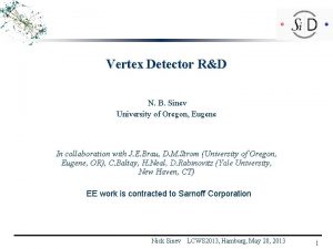 Vertex Detector RD N B Sinev University of