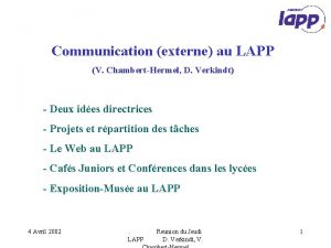 Communication externe au LAPP V ChambertHermel D Verkindt