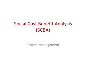 Social Cost Benefit Analysis SCBA Project Management Commercial