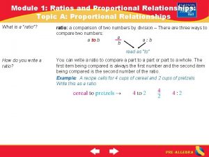 Module 1 Ratios and Proportional Relationships Topic A