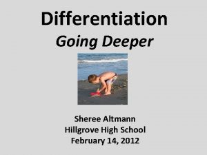Differentiation Going Deeper Sheree Altmann Hillgrove High School