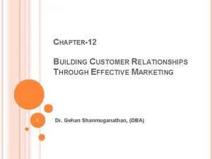 CHAPTER12 BUILDING CUSTOMER RELATIONSHIPS THROUGH EFFECTIVE MARKETING 1