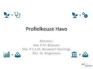 Profielkeuze Havo Decanen Mw P M Blijleven Mw