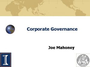 Corporate Governance Joe Mahoney Strategic Management and the
