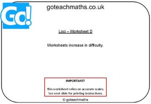 Loci Worksheet D Worksheets increase in difficulty IMPORTANT