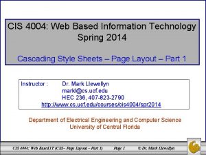 CIS 4004 Web Based Information Technology Spring 2014