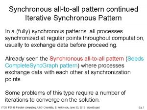 Synchronous alltoall pattern continued Iterative Synchronous Pattern In