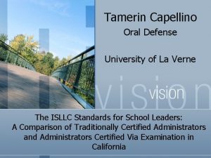 Tamerin Capellino Oral Defense University of La Verne