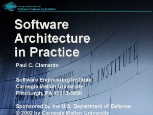 Carnegie Mellon University Software Engineering Institute Pittsburgh PA