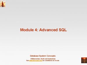 Module 4 Advanced SQL Database System Concepts Silberschatz