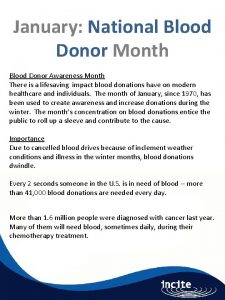 January National Blood Donor Month Blood Donor Awareness