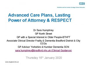 Advanced Care Plans Lasting Power of Attorney RESPECT