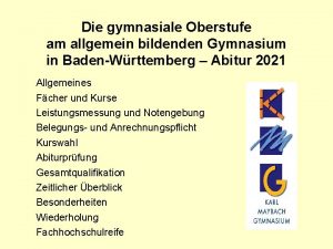 Die gymnasiale Oberstufe am allgemein bildenden Gymnasium in