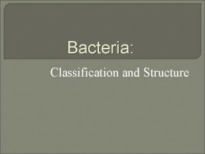 Bacteria Classification and Structure 2 Types Archaebacteria Eubacteria