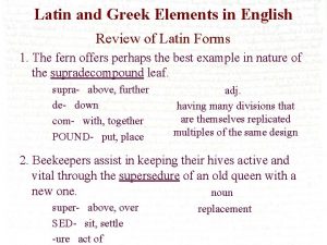 Latin and Greek Elements in English Review of