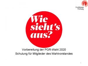 Vorbereitung der PGRWahl 2020 Schulung fr Mitglieder des