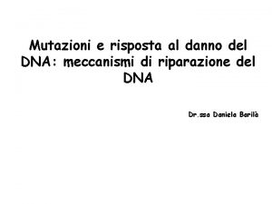 Mutazioni e risposta al danno del DNA meccanismi