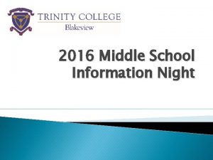 2016 Middle School Information Night Head of Middle