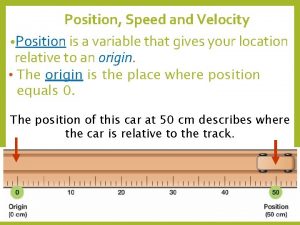 Position Speed and Velocity Position is a variable