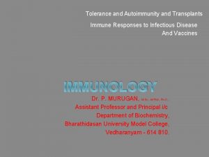 Tolerance and Autoimmunity and Transplants Immune Responses to