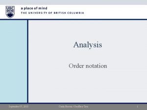 Analysis Order notation September 07 2018 Cinda Heeren