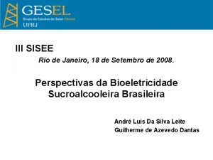 III SISEE Rio de Janeiro 18 de Setembro